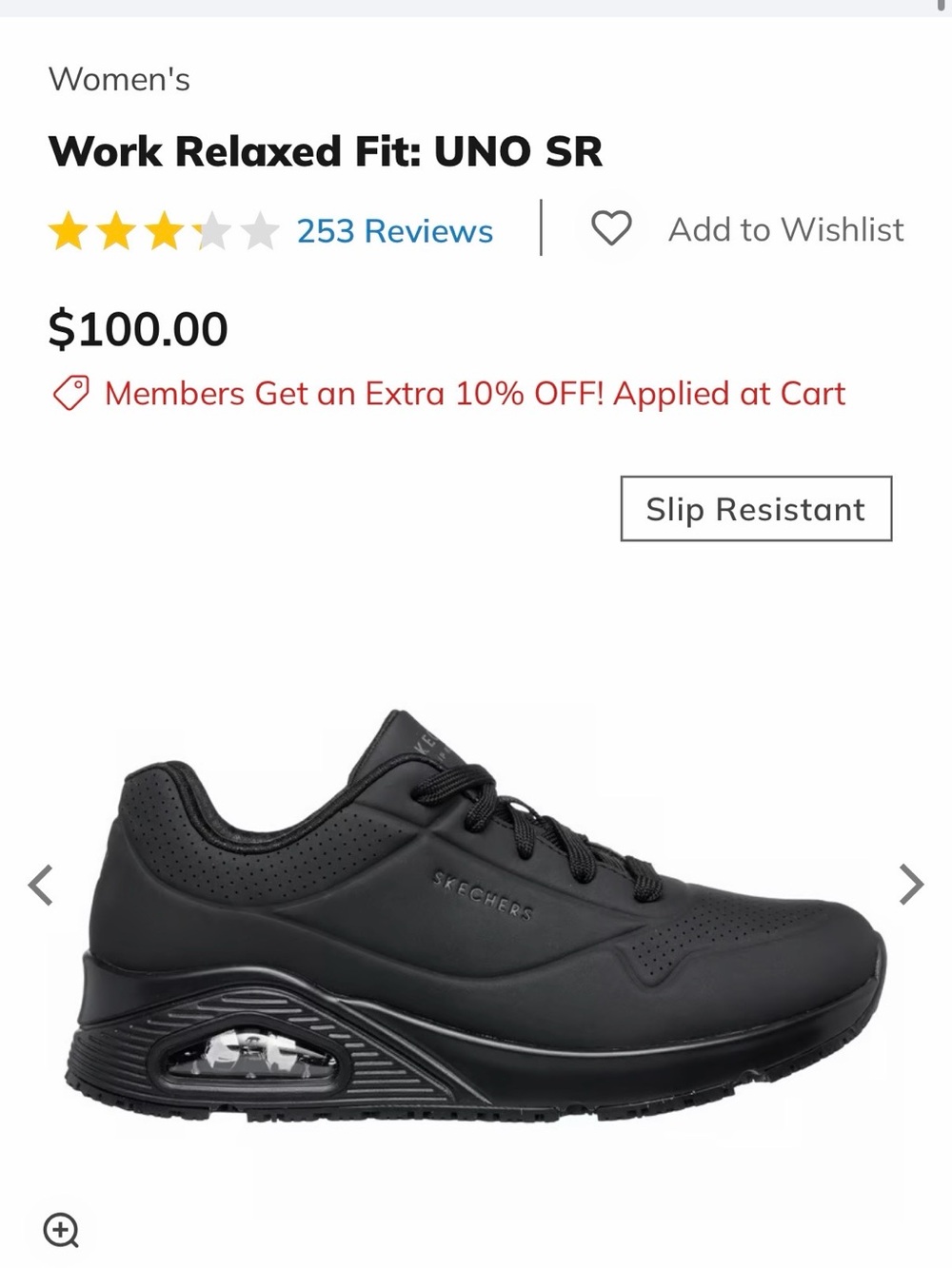 Skechers Women’s UNO SR Slip-Resistant Work Shoe in Black
